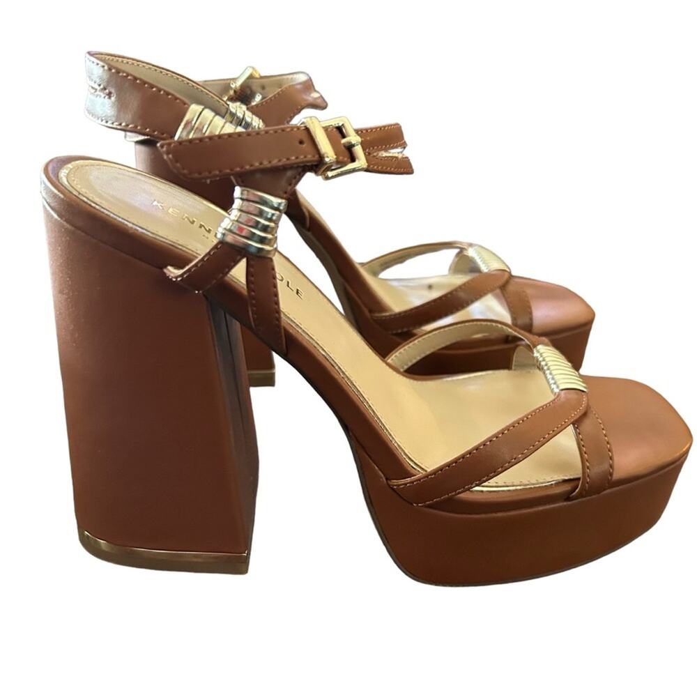 Kenneth Cole Dolly Strappy Platform Heel Sandals Square Toe 90's Retro Size 9